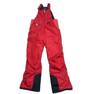 Arctic Quest Ski Snow Bib Pants Youth 10-12 Red Insulated Adjustable Winter